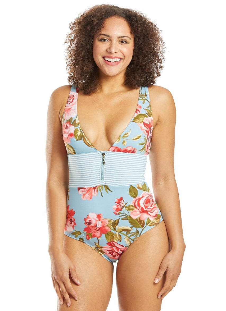 Rose Garden Faith V Neck One Piece Swimsuit