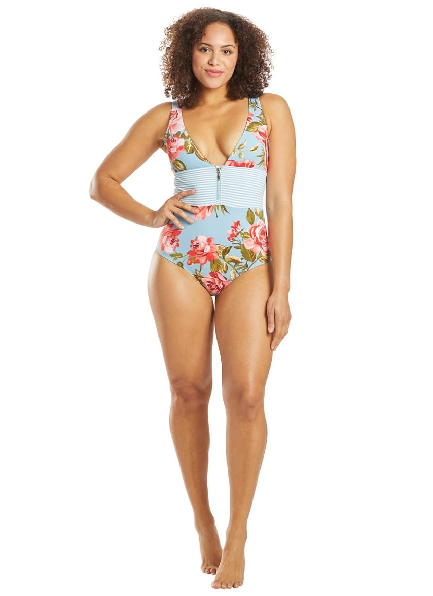 Rose Garden Faith V Neck One Piece Swimsuit