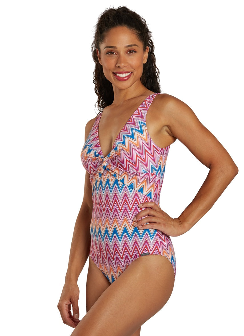Women's Burst Twist Front One Piece Swimsuit