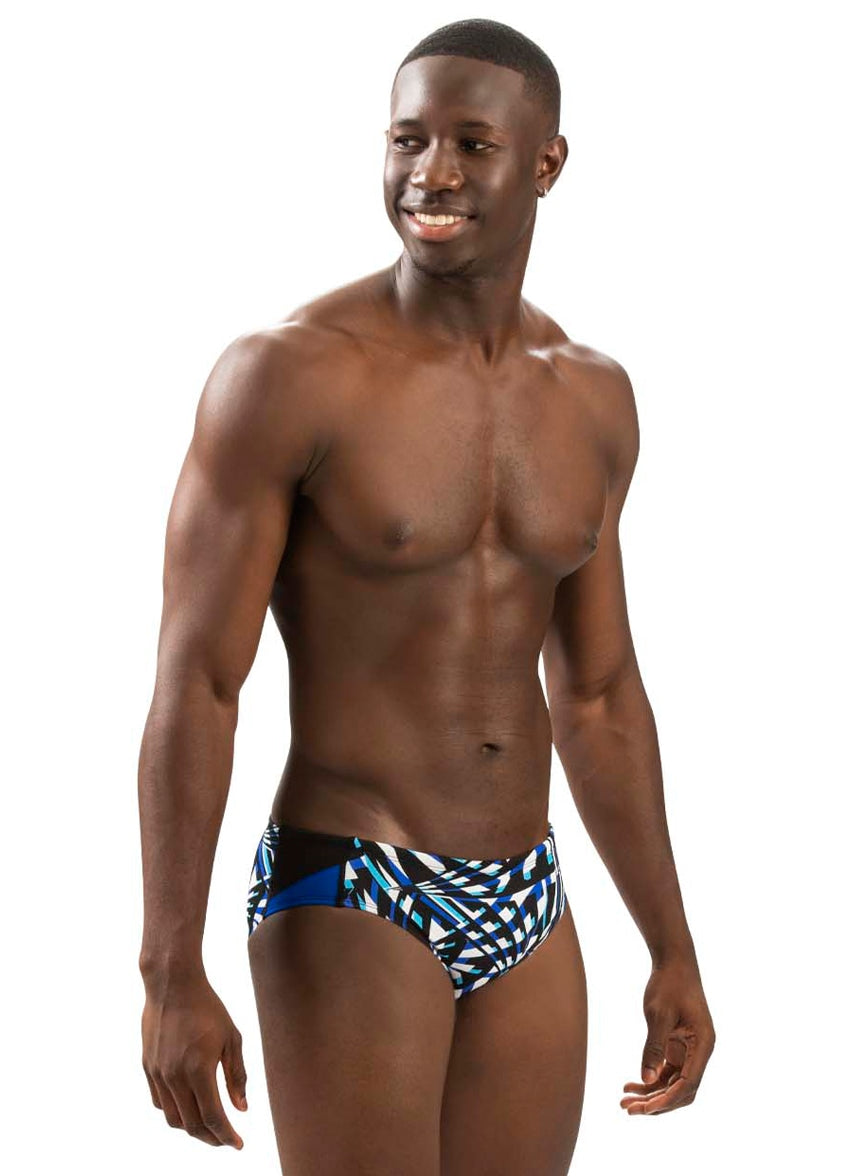 Men's Reliance Atomic Print Color Block Racer Swimsuit