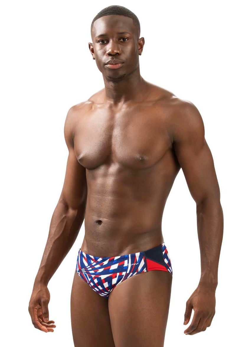 Men's Reliance Atomic Print Color Block Racer Swimsuit