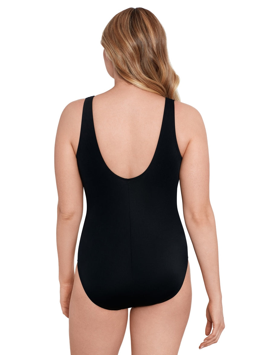 Women's Catcall Belted Surplice  Long Torso One Piece Swimsuit