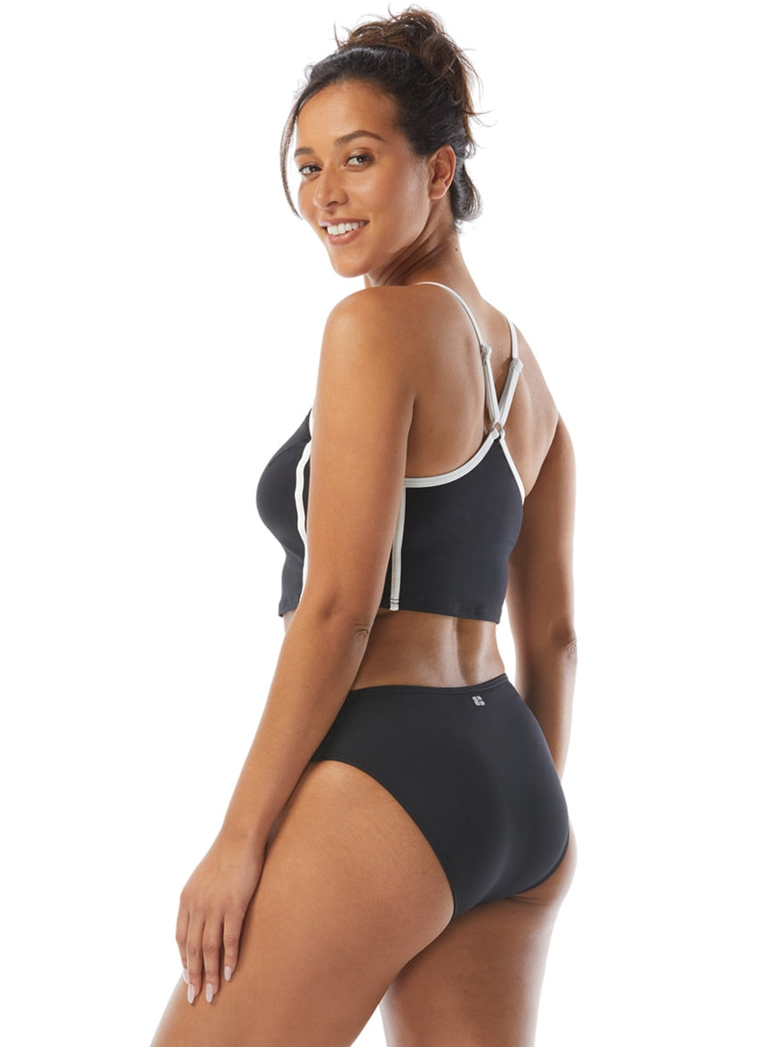 Women's Piping Solid Plateau Racer Back Crop Top