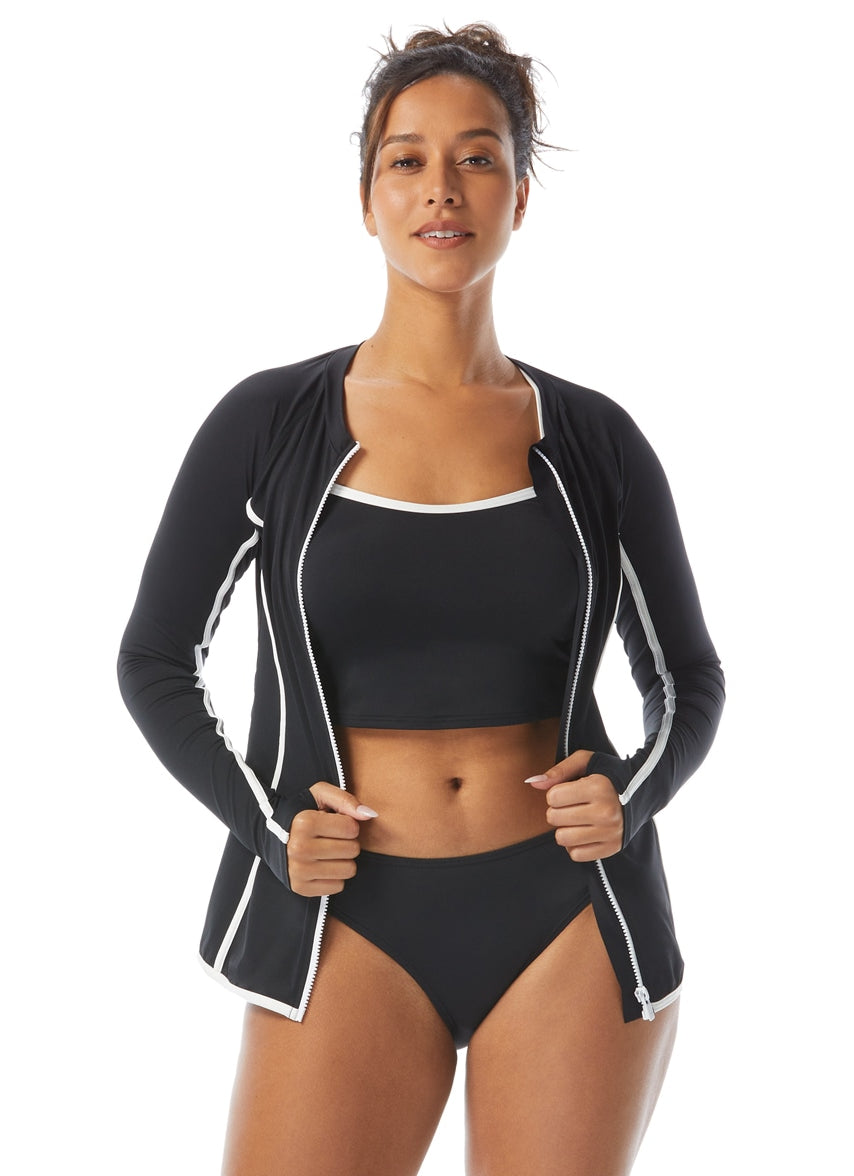Women's Piping Solid Plateau Racer Back Crop Top