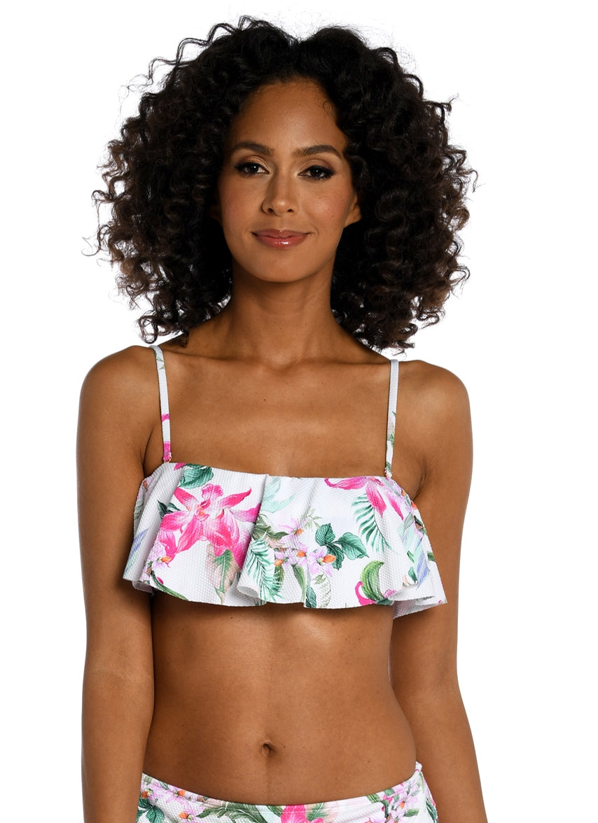 Women's Mystic Palms Bandeau Ruffle Bikini Top