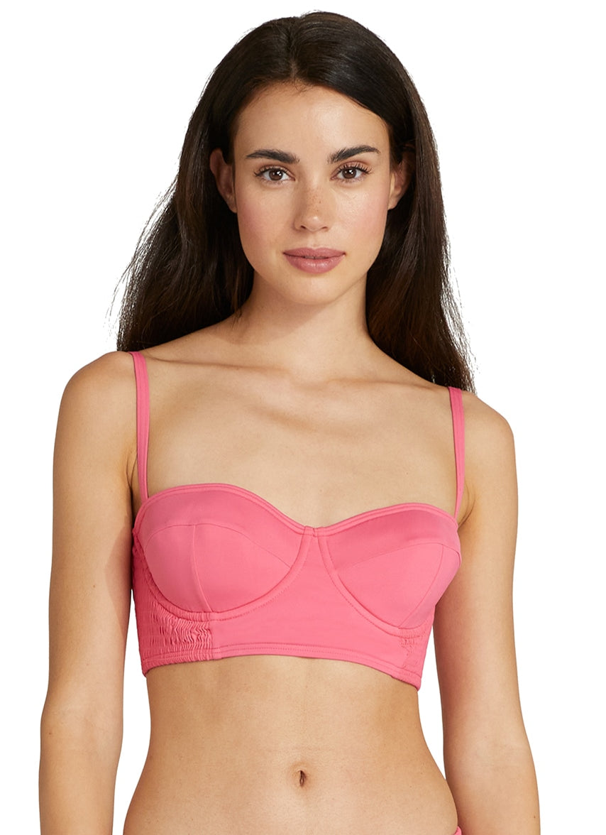 Women's Solids Smocked Underwire Bikini Top