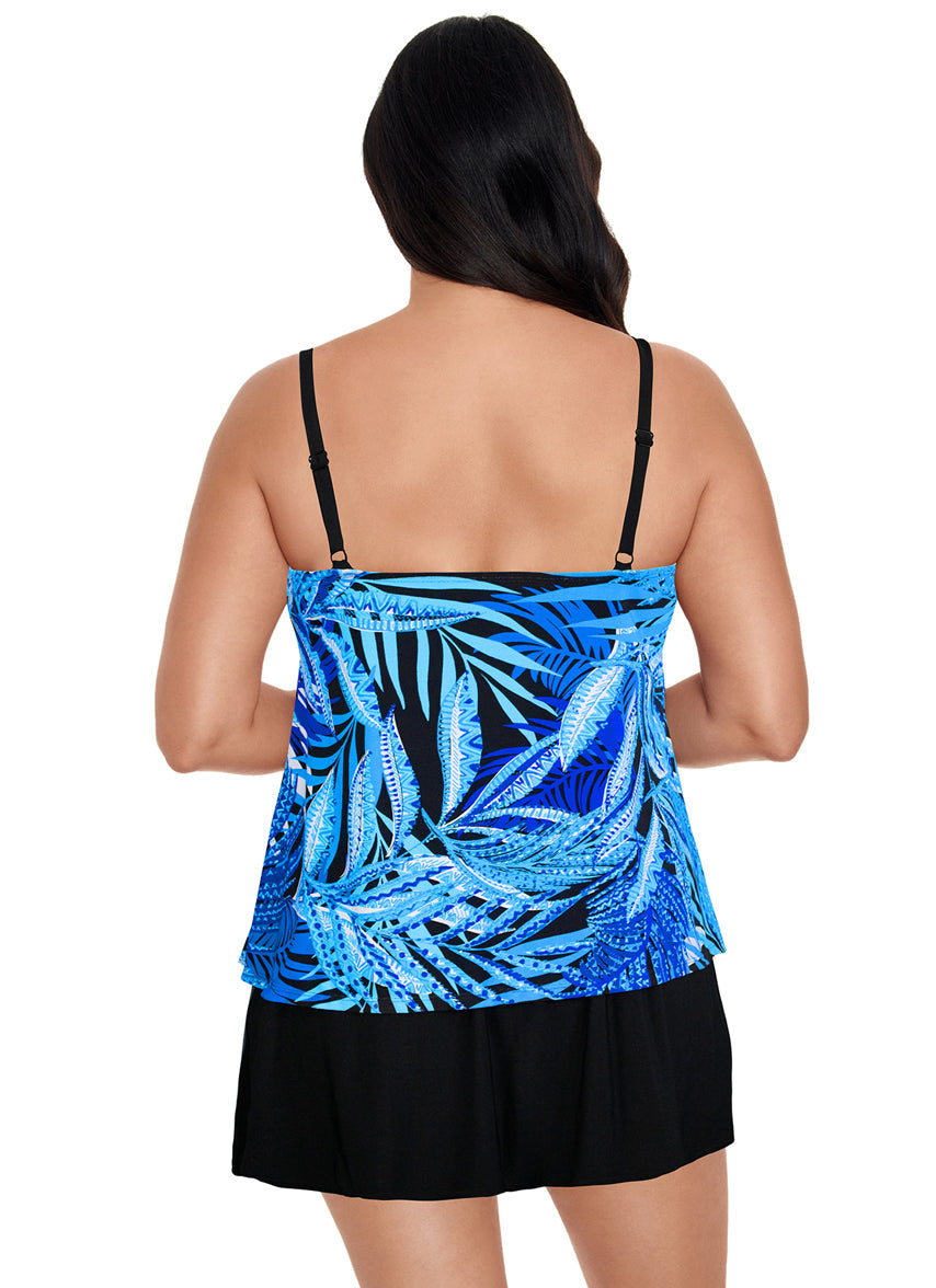 Women's Jungle Boogie Ruffle Faux Skirtini Long One Piece Swimsuit