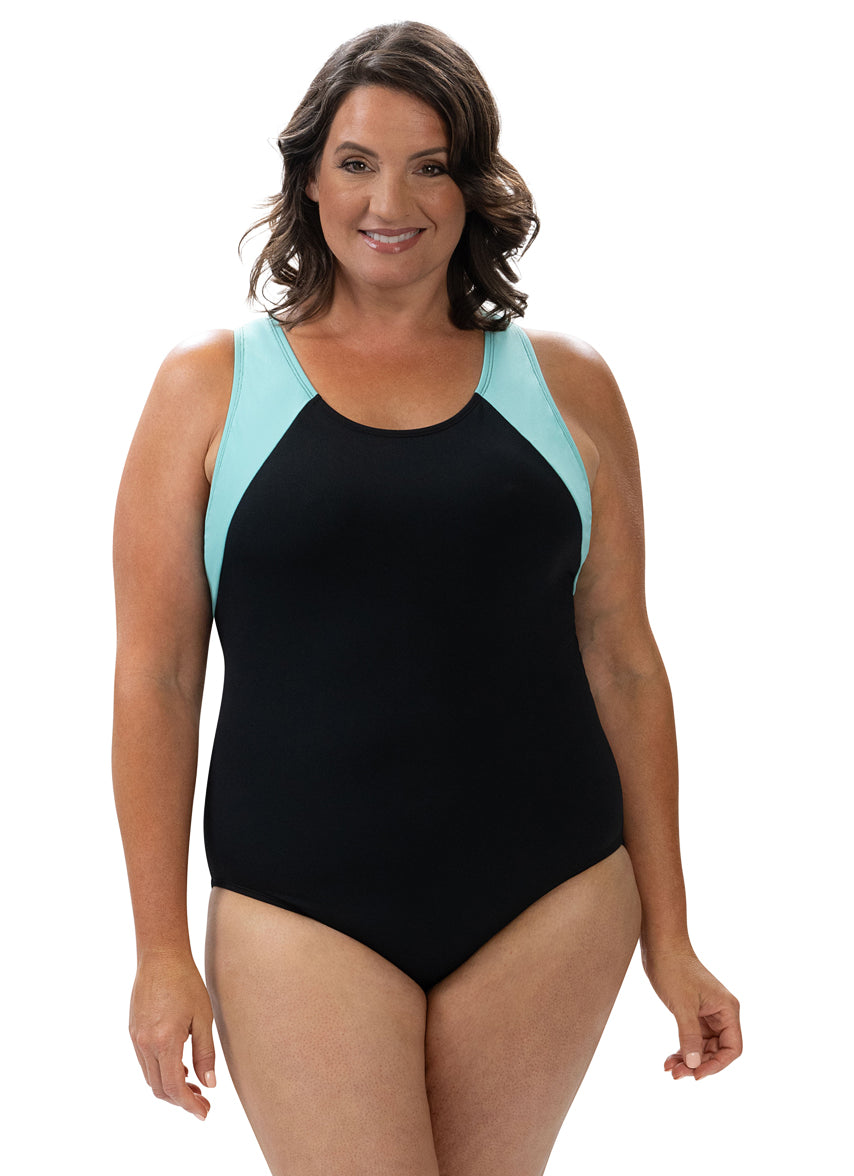 Aquashape Women's Color Block One Piece Swimsuit