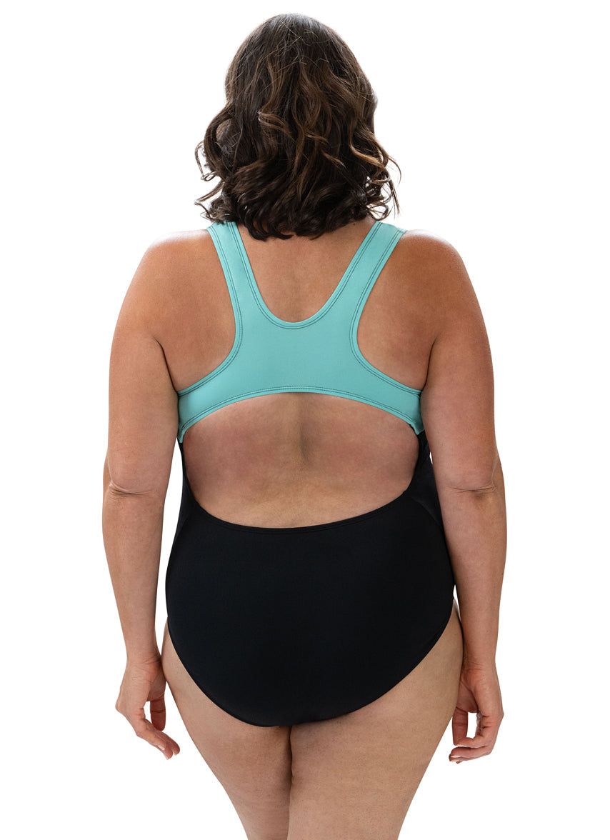 Aquashape Women's Color Block One Piece Swimsuit