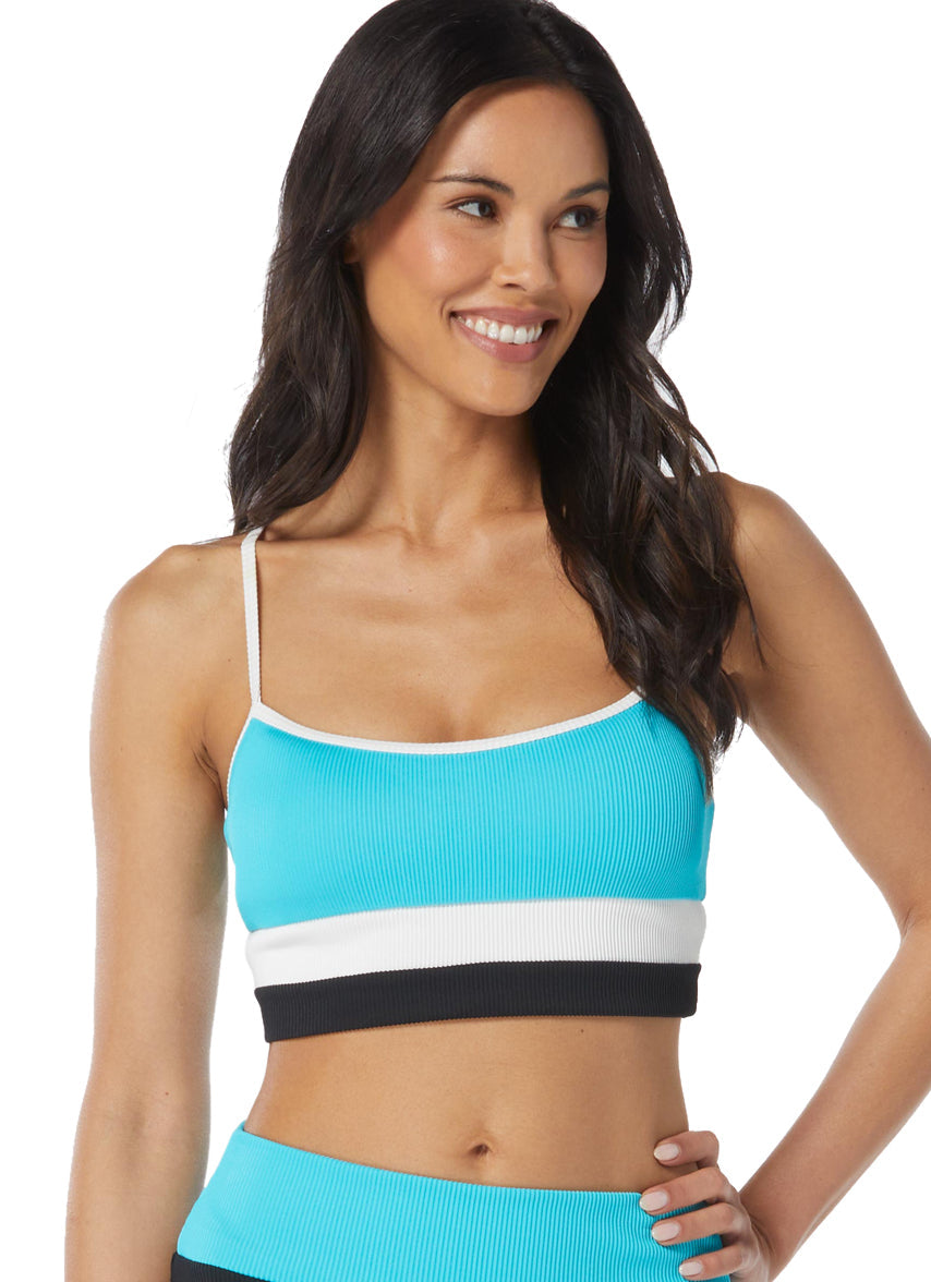Women's Color Block Ribbed Fabric Revive Bikini Crop Top