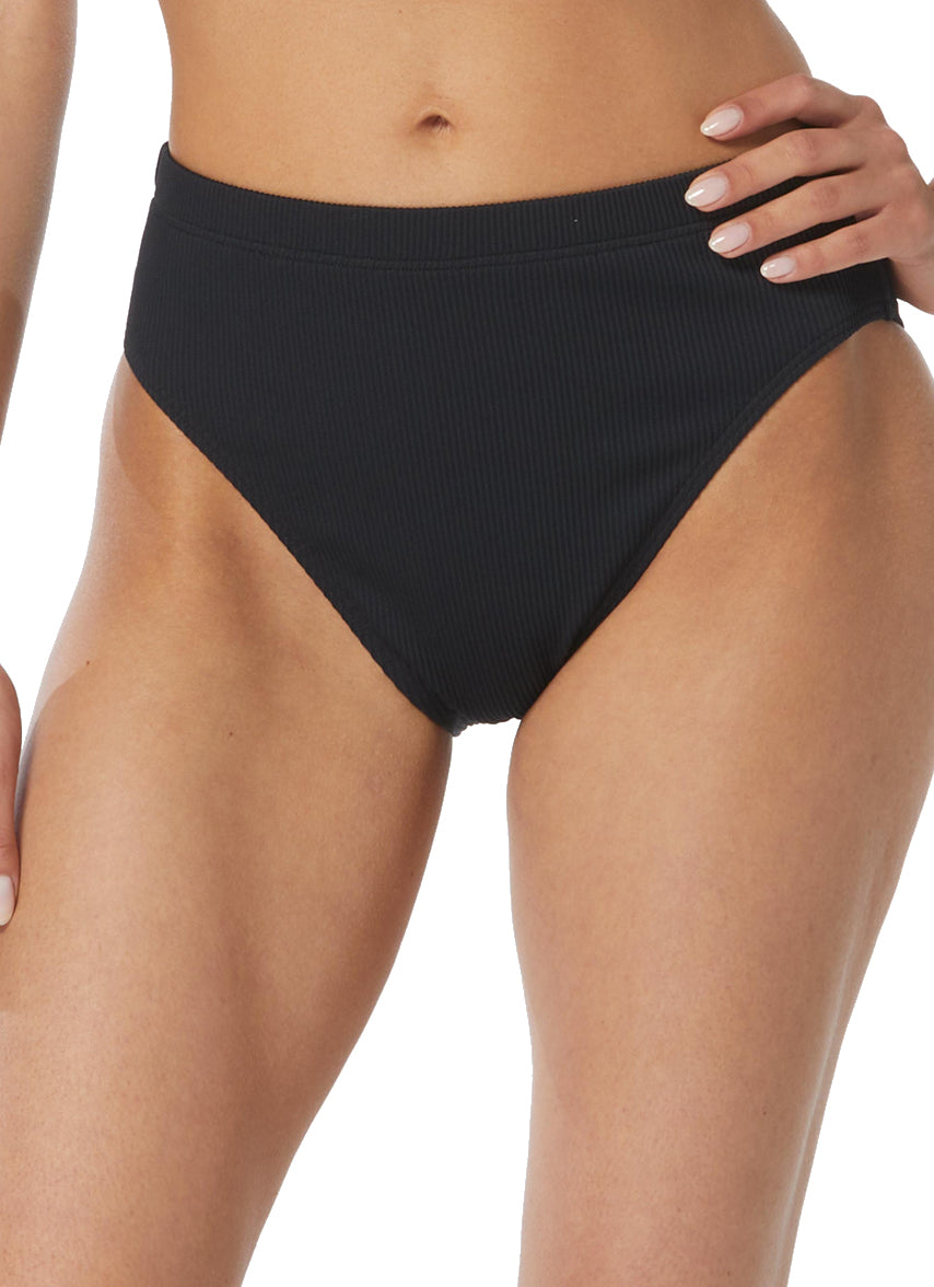 Women's Ribbed Solid Bethany High Leg Bikini Bottom