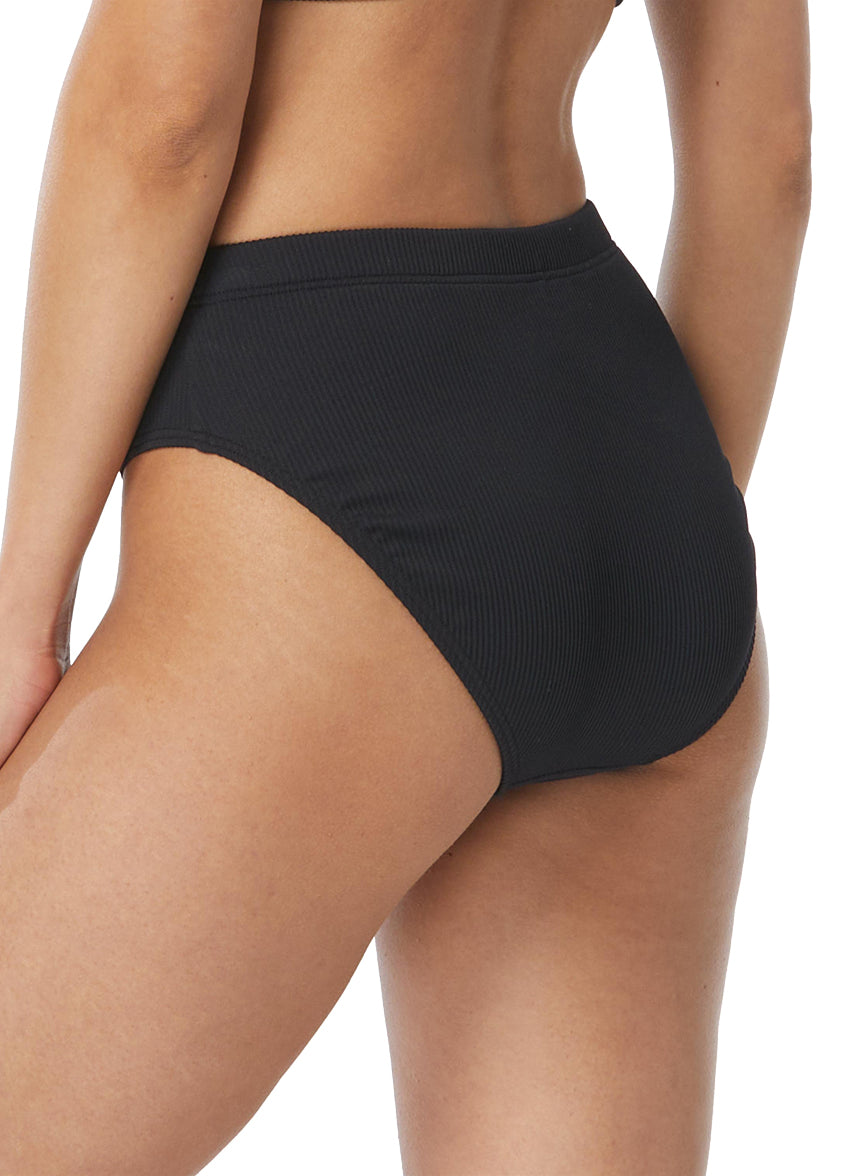 Women's Ribbed Solid Bethany High Leg Bikini Bottom