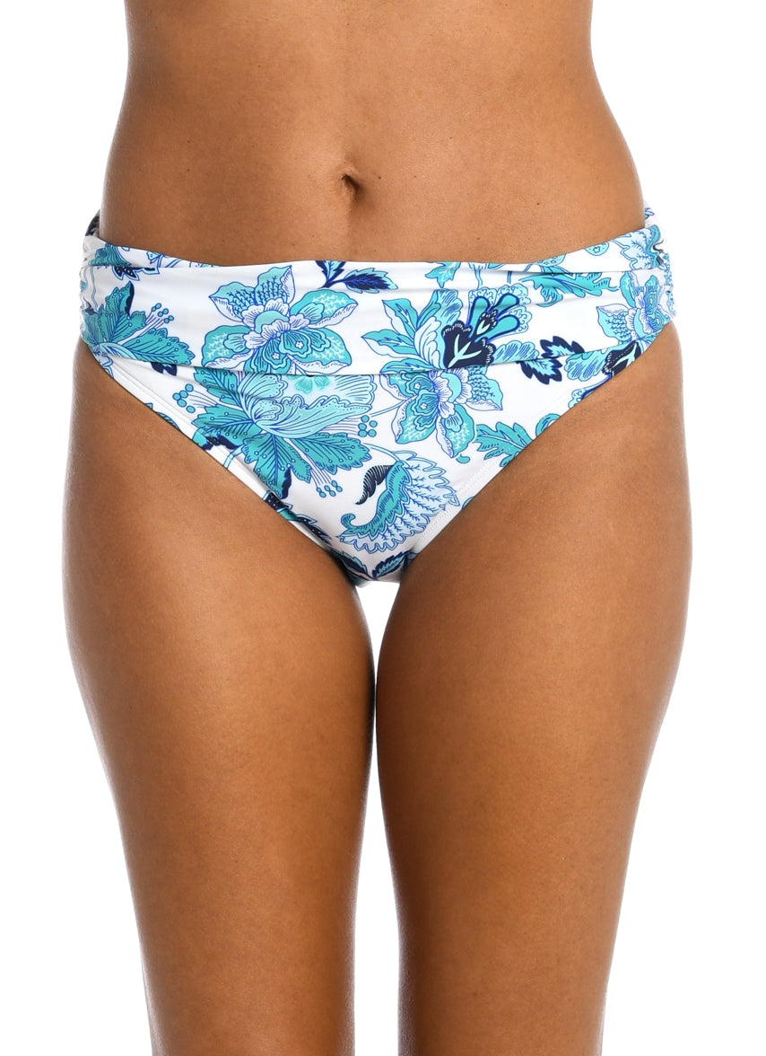 Women's Santorini Sun Shirred Band Hipster Bikini Bottom