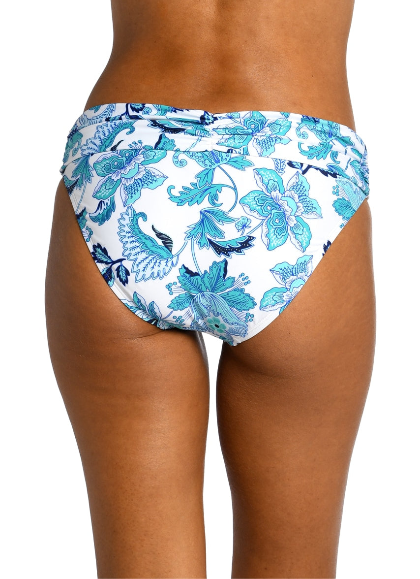Women's Santorini Sun Shirred Band Hipster Bikini Bottom