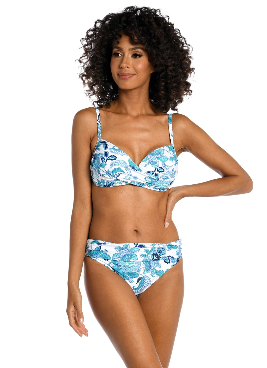 Women's Santorini Sun Shirred Band Hipster Bikini Bottom