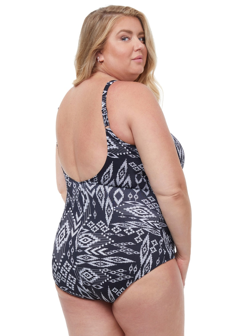Women's Plus Size Pervian Nights V Neck One Piece Swimsuit