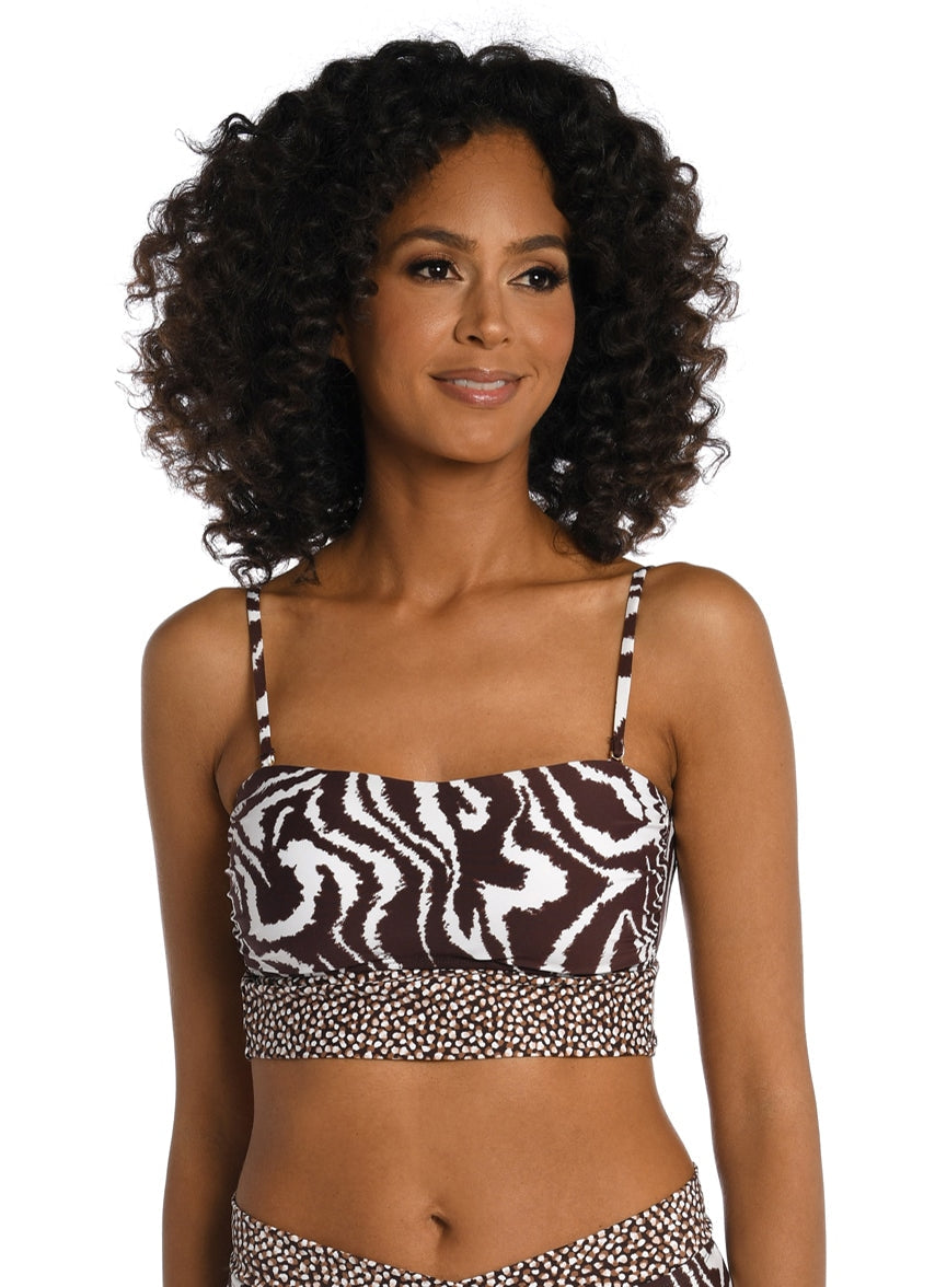 Women's Fierce Lines Bandeau Midkini Bikini Top