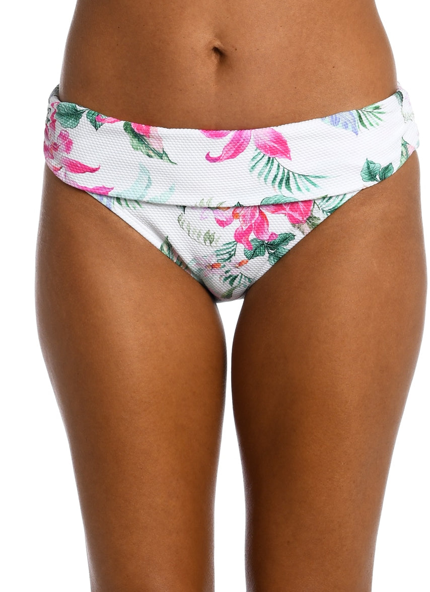 Women's Mystic Palms Shirred Band Hipster Bikini Bottom