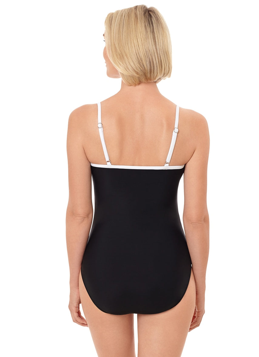 Penbrooke Women's Solid Colorblock One Piece Swimsuit