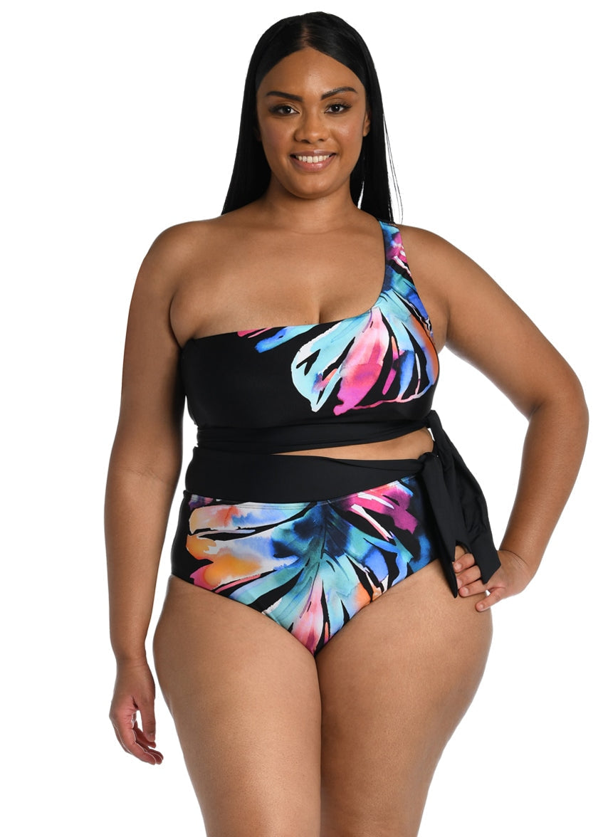 Women's Plus Size Prism Palm Convertible High Waist Bikini Bottom