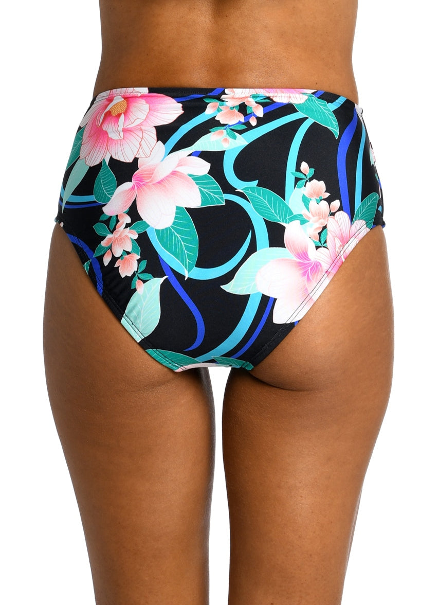 Women's Nightfall Blooms Belted High Waist Bikini Bottom