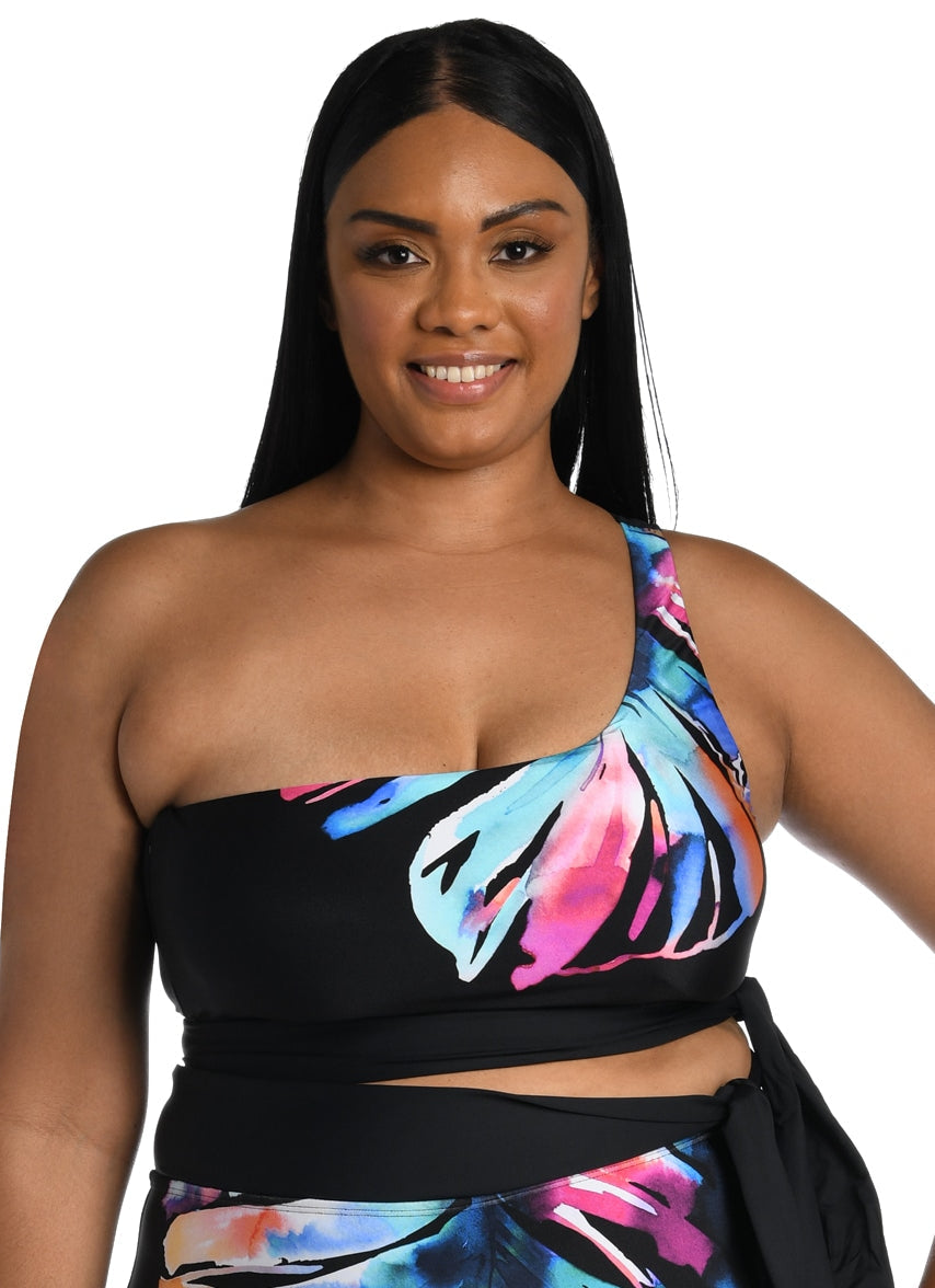 Women's Plus Size Prism Palm Bandeau Bikini Top