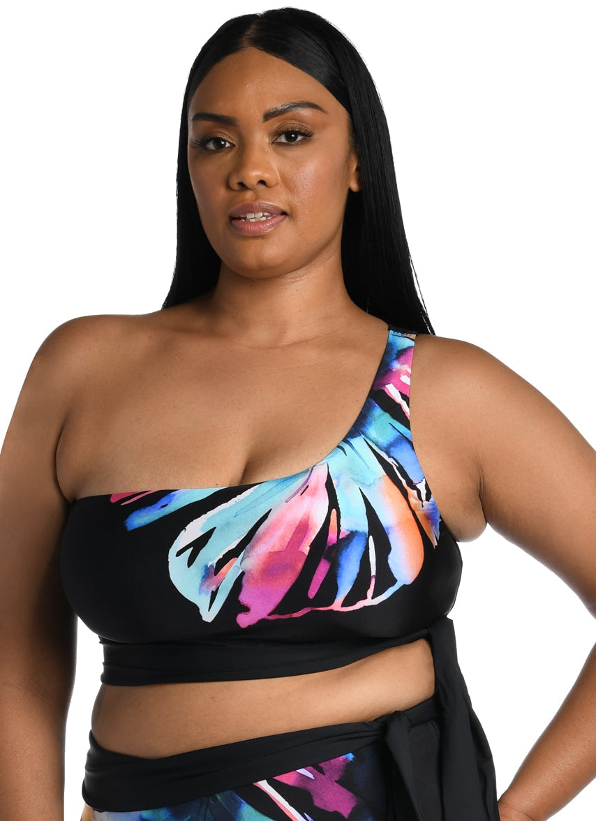 Women's Plus Size Prism Palm Bandeau Bikini Top
