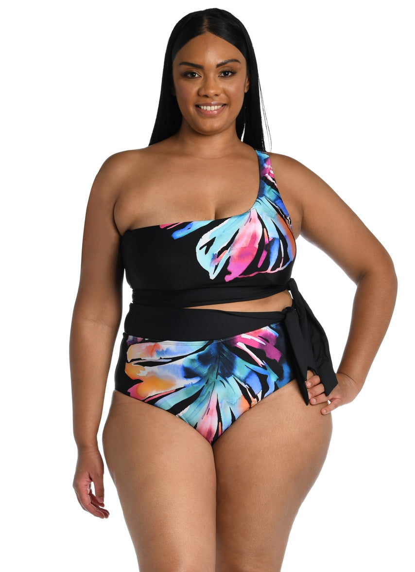 Women's Plus Size Prism Palm Bandeau Bikini Top