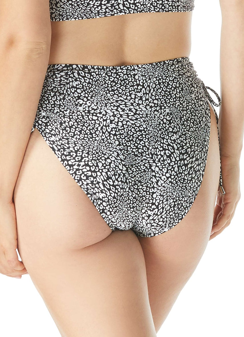 Women's St. Tropez Leopard Knockout High Waist Shirred Bikini Bottom