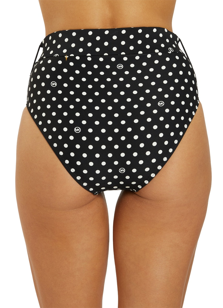 Women's Dot High Waist Belted Bikini Bottom