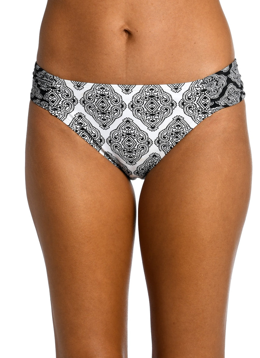 Women's Oasis Tile Side Shirred Hipster Bikini Bottom