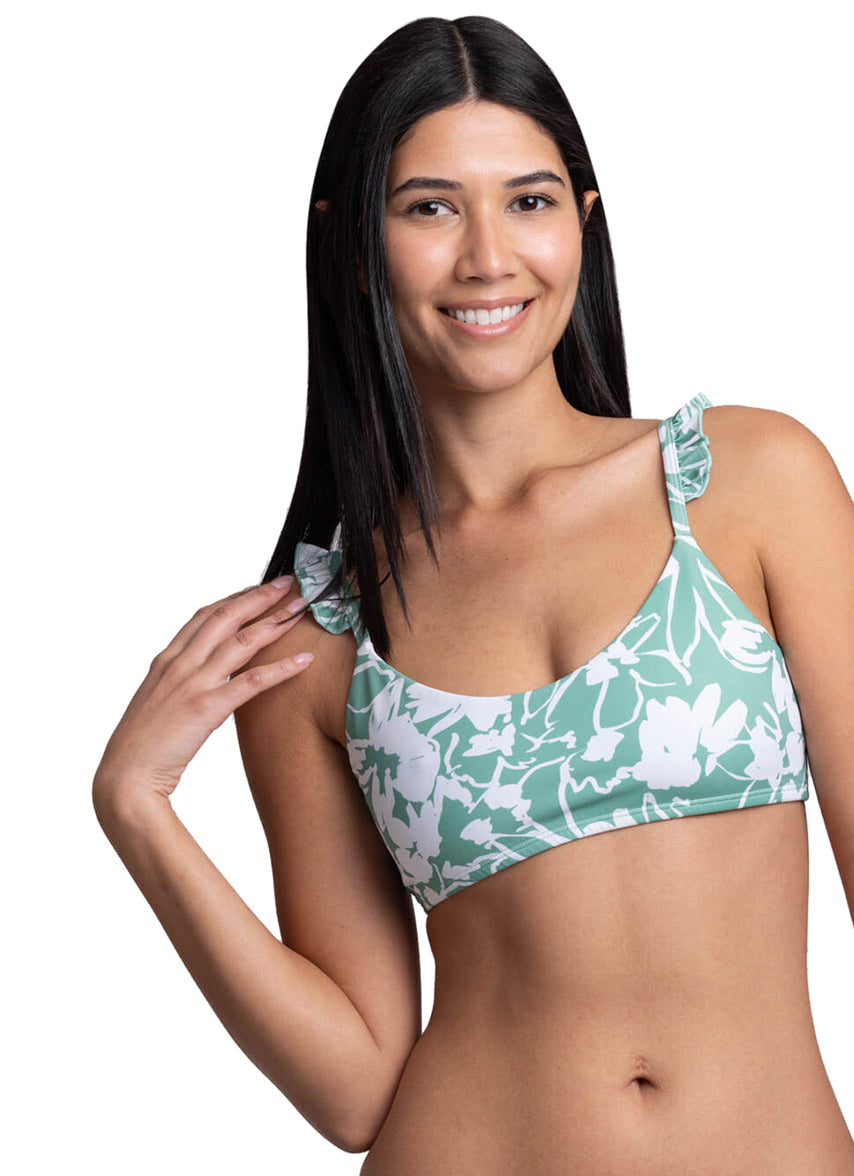 Women's Donna Floriana Scoop Neck Ruffle Bikini Top