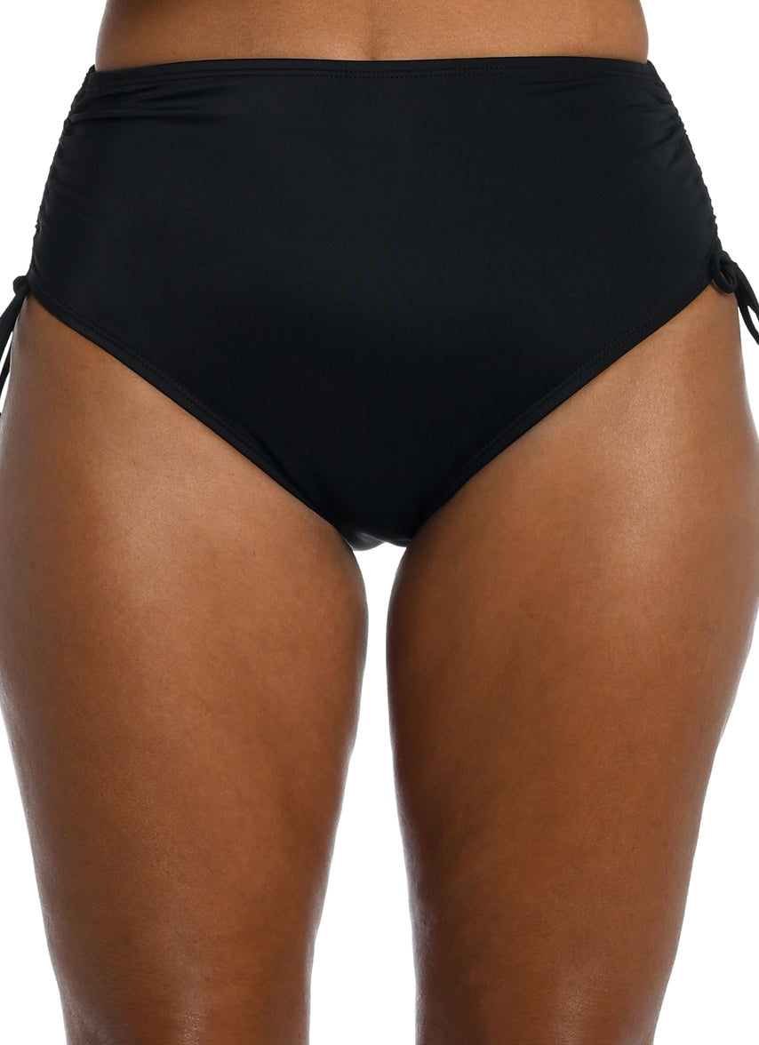 Women's Solid Adjustable Ties Full Bikini Bottom