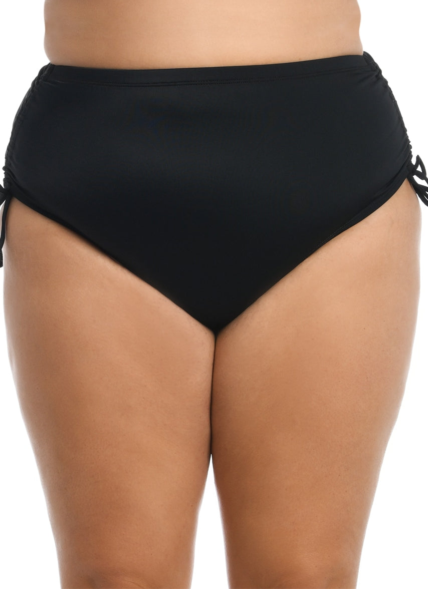 Women's Plus Size Solid Adjustable Ties Full Bikini Bottom