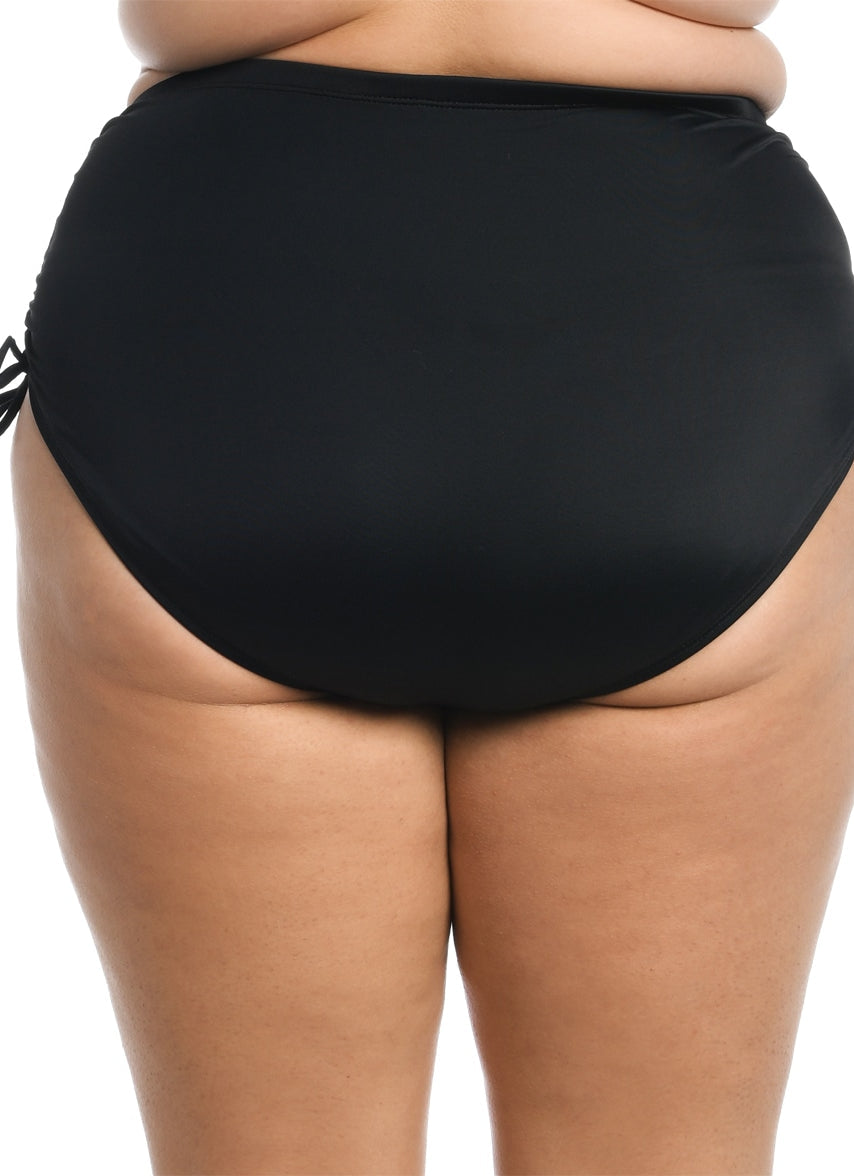Women's Plus Size Solid Adjustable Ties Full Bikini Bottom