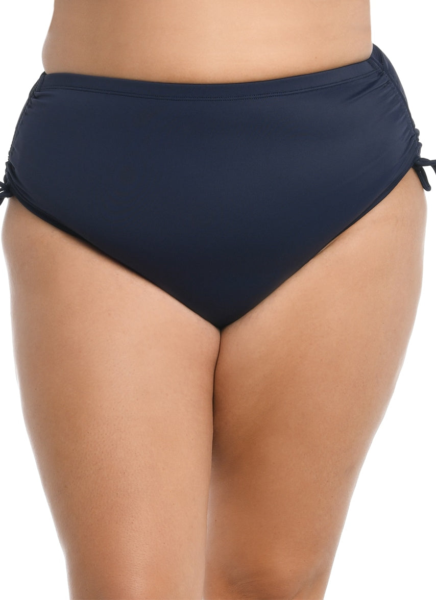 Women's Plus Size Solid Adjustable Ties Full Bikini Bottom