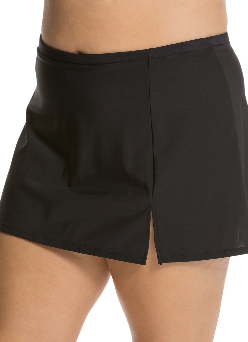 Penbrooke Plus Size Solid Side Slit Swim Skirt