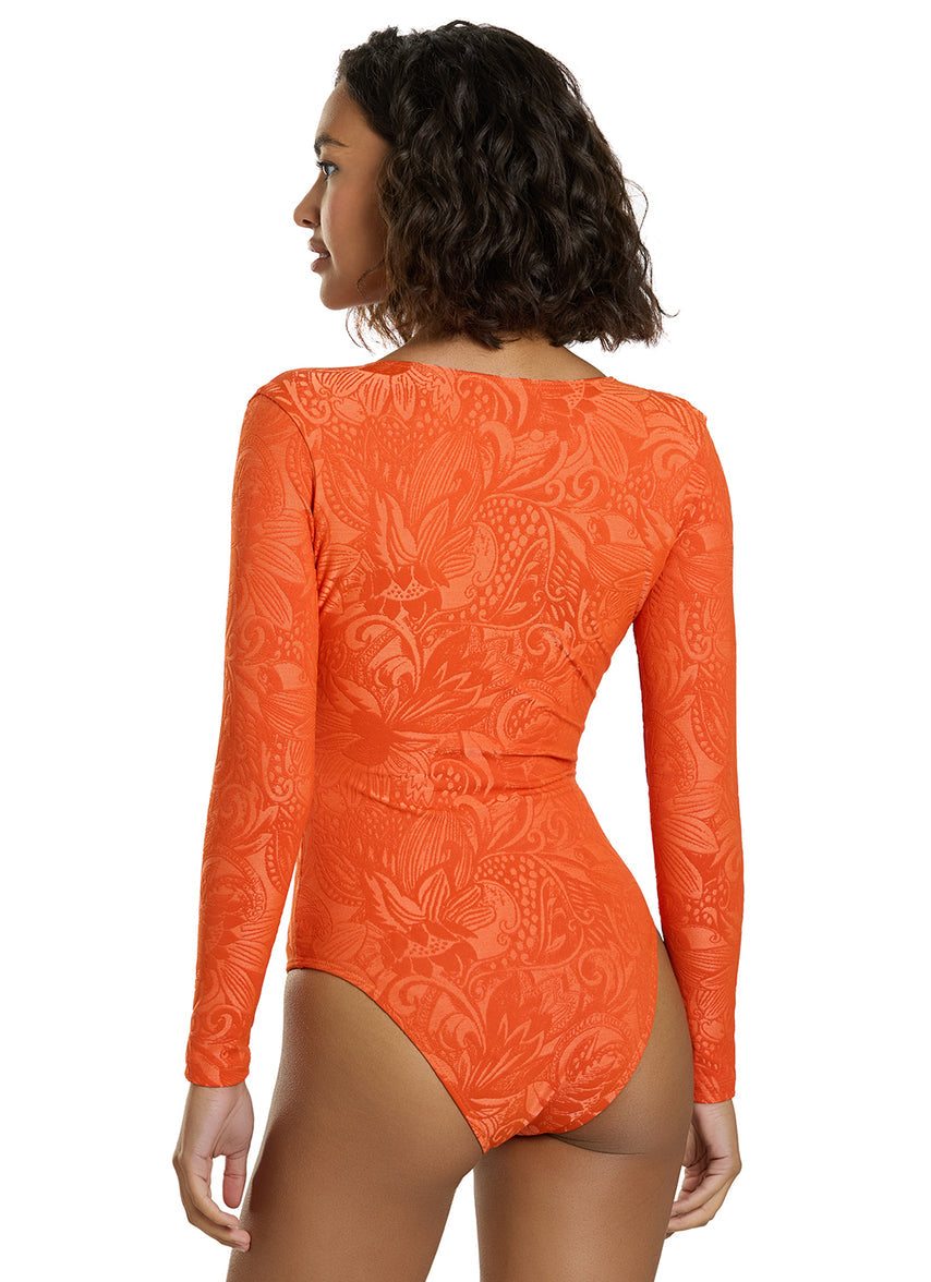 Women's Valentina V-Neck Long Sleeve One Piece Swimsuit