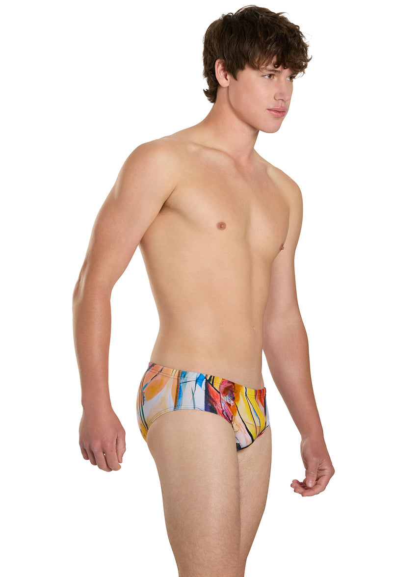 Abstract Composition Brief Swimsuit (26-40)