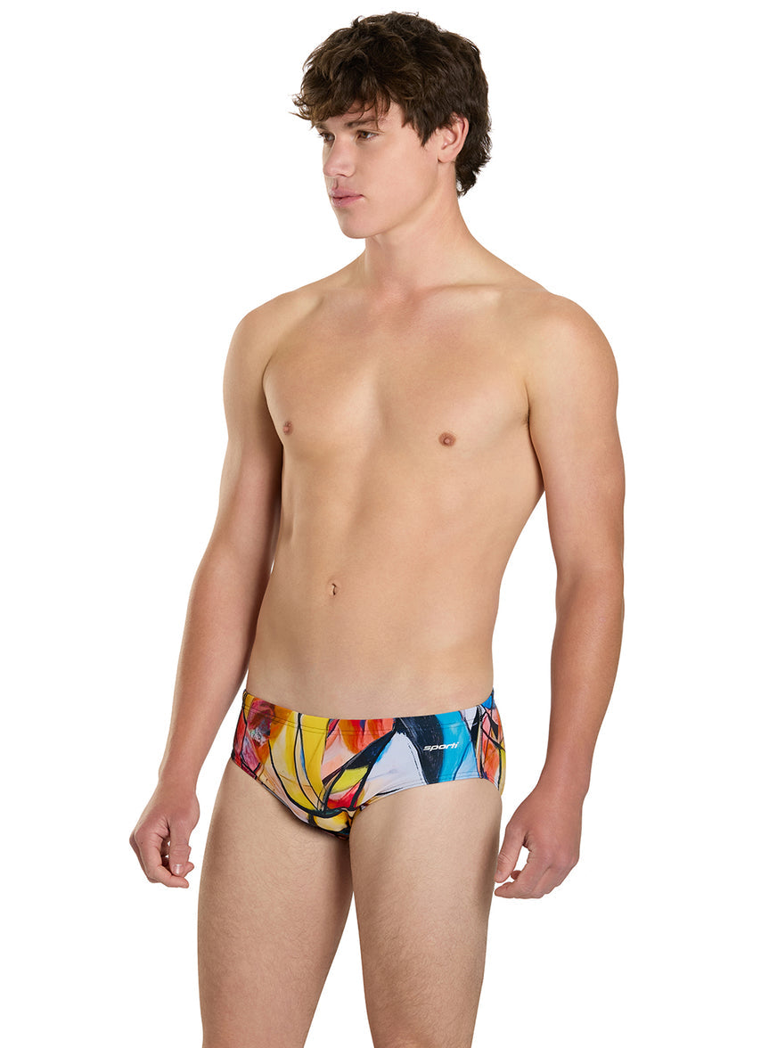 Abstract Composition Brief Swimsuit (26-40)
