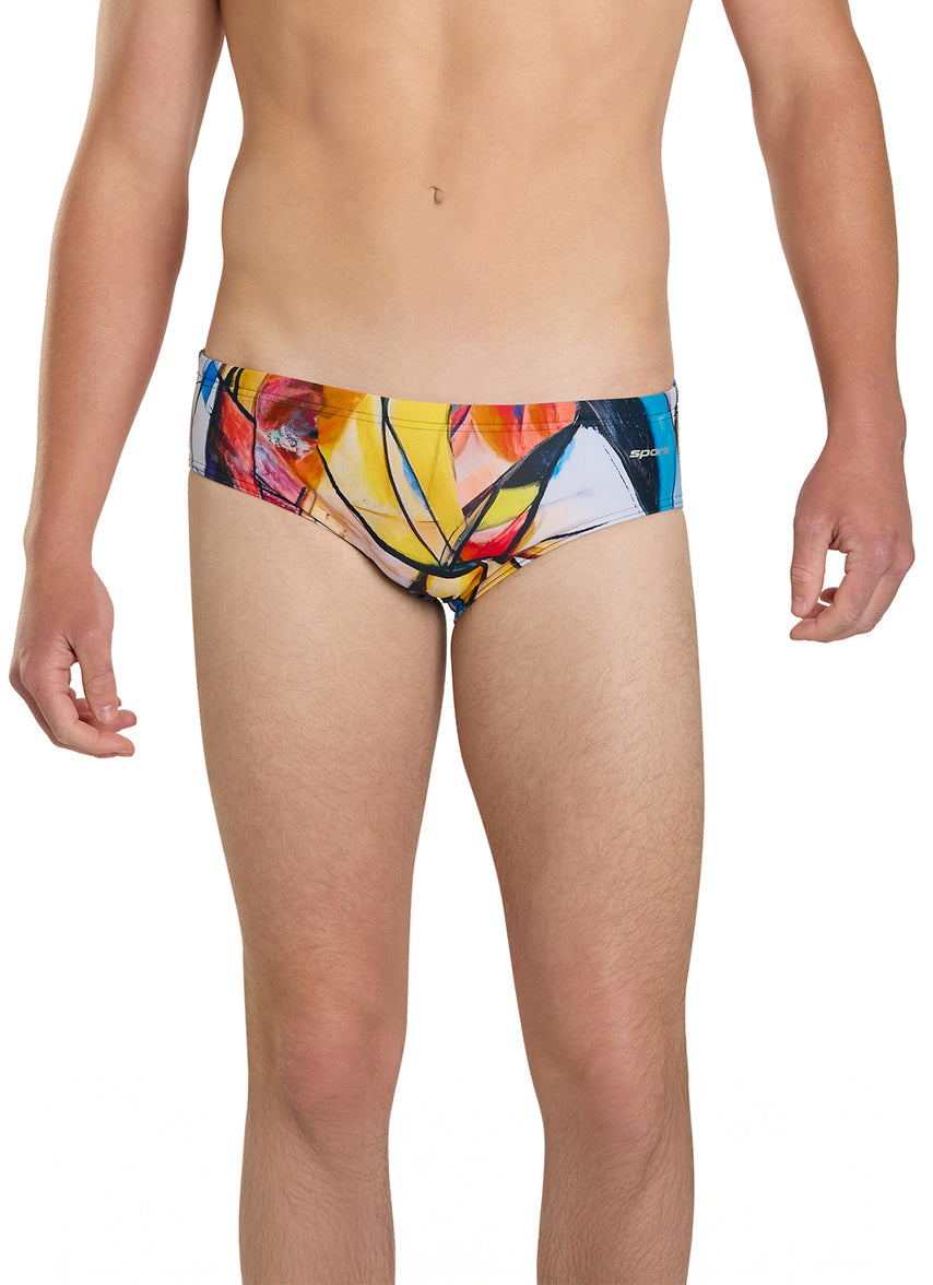 Abstract Composition Brief Swimsuit (26-40)