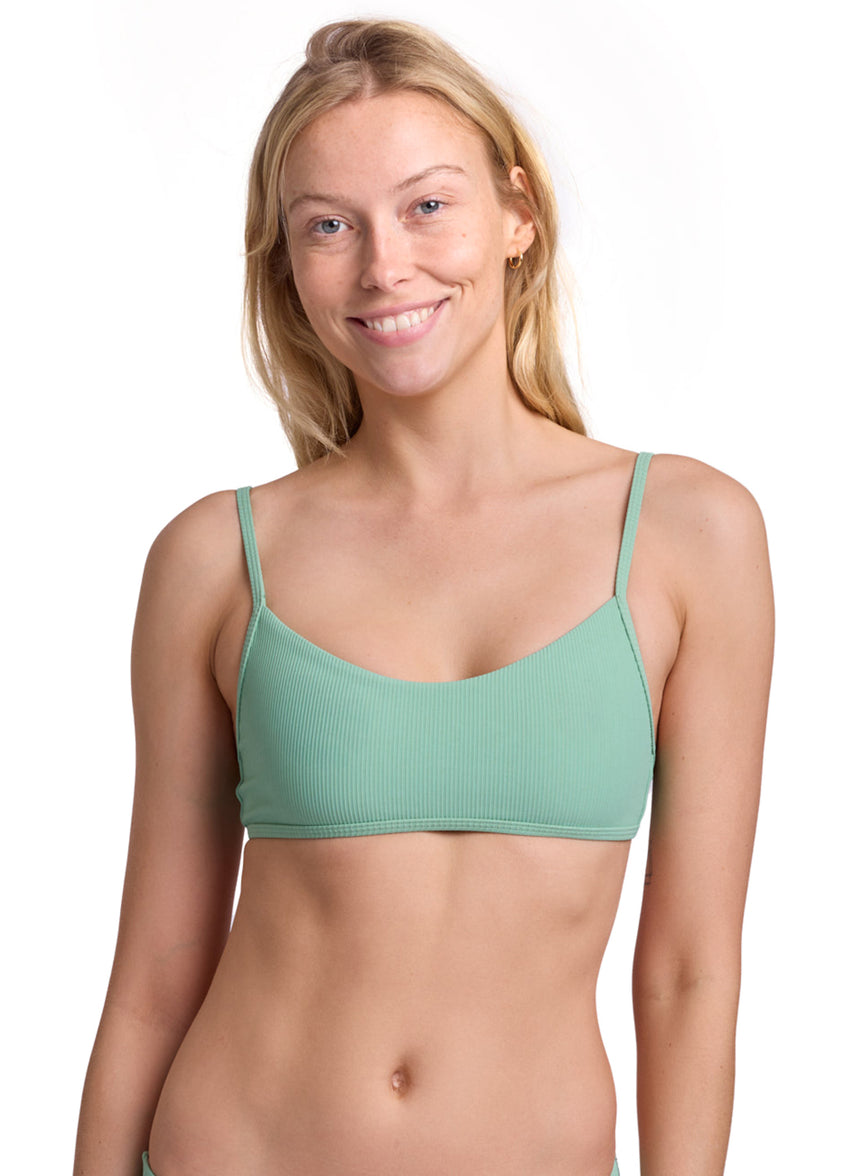 Women's Solid Hikari Rib Tie Back Bikini Top