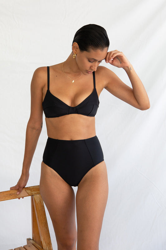 Simone Retro Top in Noir