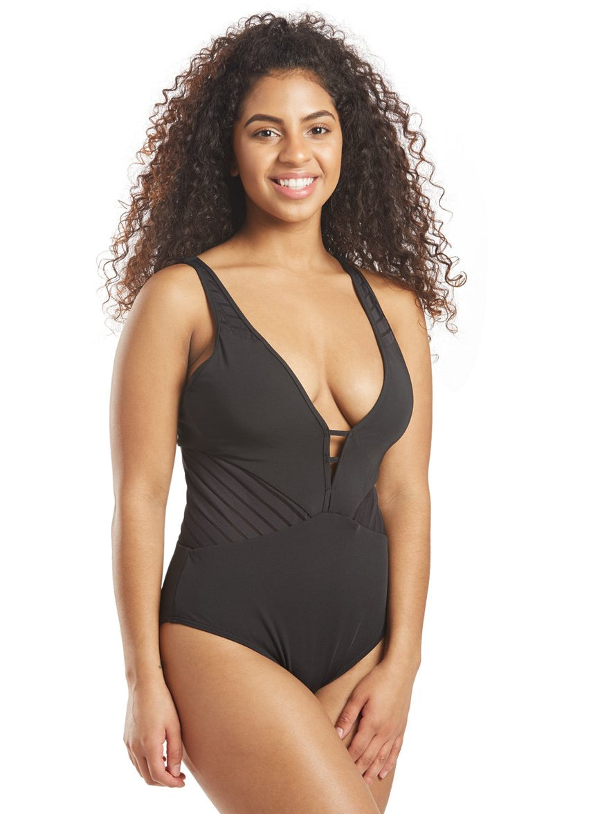 Paralells Plunge One Piece Swimsuit (D/DD Cup)