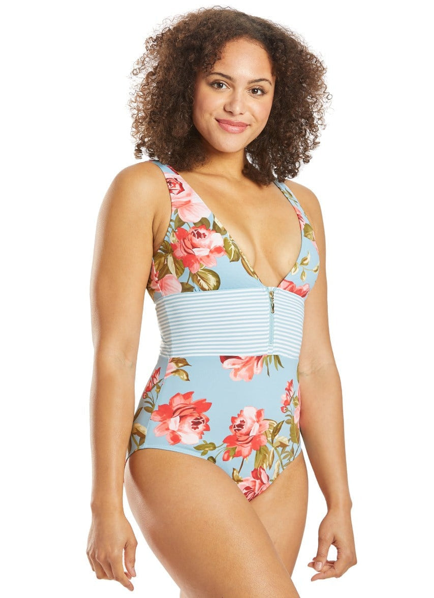 Rose Garden Faith V Neck One Piece Swimsuit