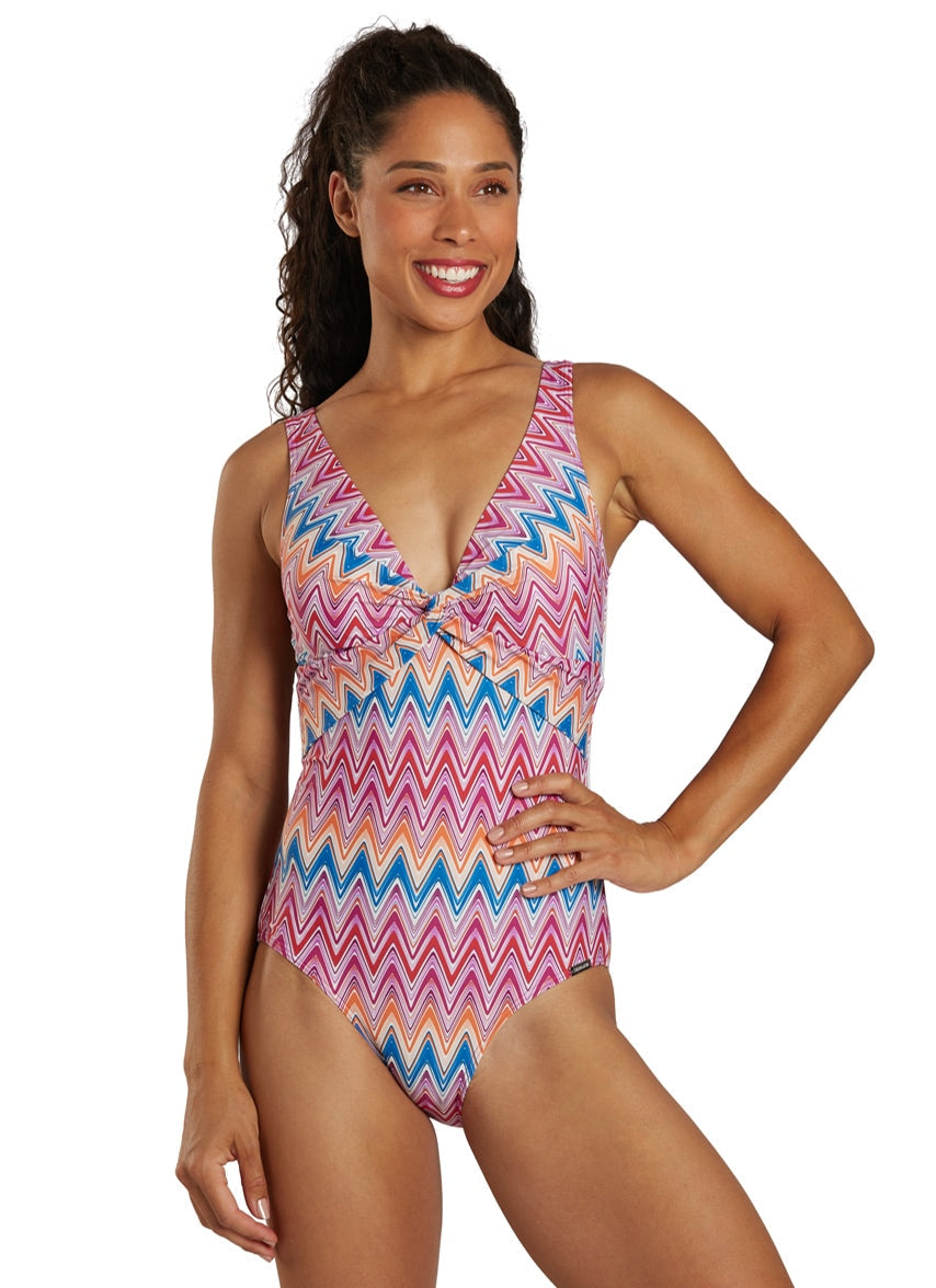 Women's Burst Twist Front One Piece Swimsuit