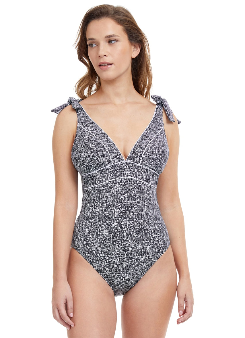 Women's Collette V Neck with Shoulder Ties One Piece Swimsuit