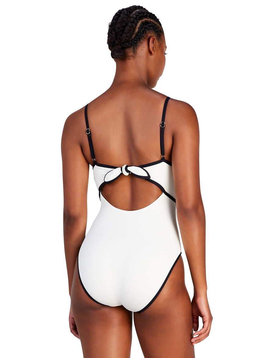 Women's Contrast Solidss Cut Out One Piece Swimsuit
